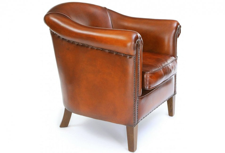 Old Boot Sofas Hoots Armchair in Original Leather Caramel