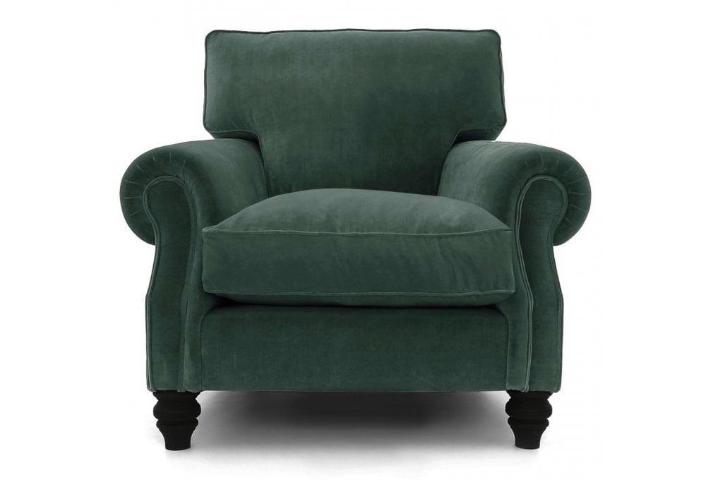 Old Boot Sofas Hepburn Armchair Aged Velvet Emerald