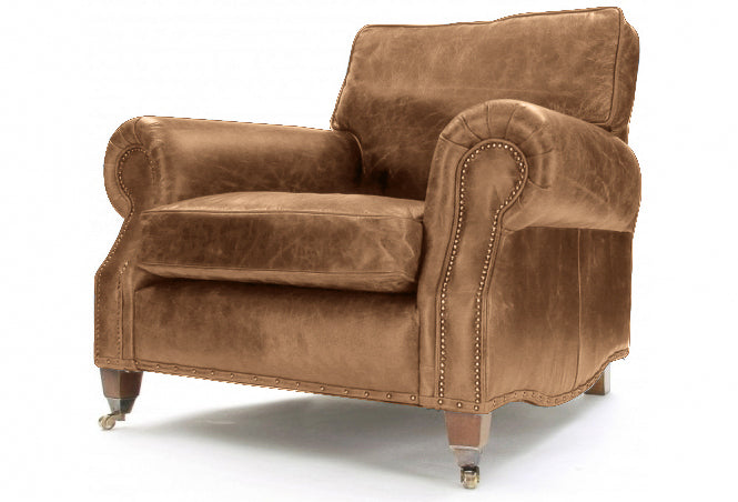 Old Boot Sofas Hepburn Armchair in Hobnail Leather Lush