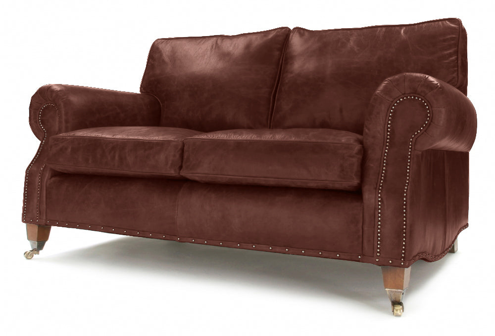 Old Boot Sofas Hepburn 2 Seater Sofa in Hobnail Leather Conker