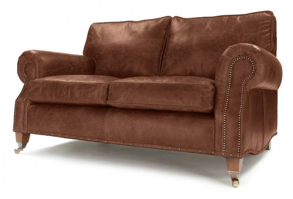 Old Boot Sofas Hepburn 2 Seater Sofa in Hobnail Leather Mocca