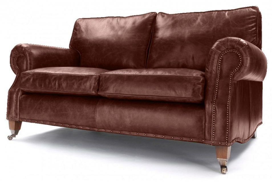 Old Boot Sofas Hepburn 3 Seater Sofa in Hobnail Leather Conker