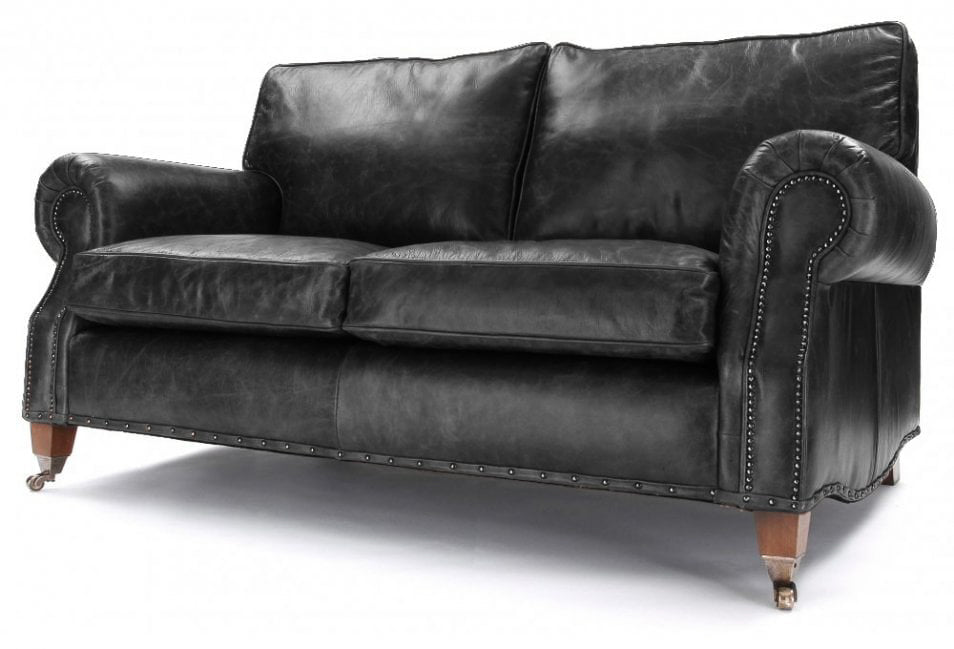 Old Boot Sofas Hepburn 3 Seater Sofa in Hobnail Leather Graphite