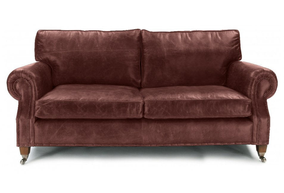 Old Boot Sofas Hepburn 4 Seater Sofa in Hobnail Leather Conker
