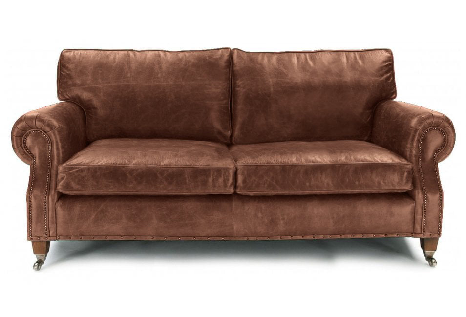 Old Boot Sofas Hepburn 4 Seater Sofa in Hobnail Leather Mocca