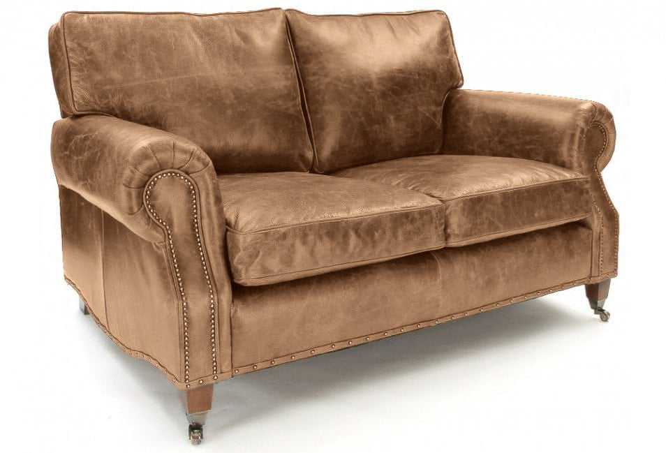 Old Boot Sofas Hepburn Small 2 Seater Sofa in Hobnail Leather Lush