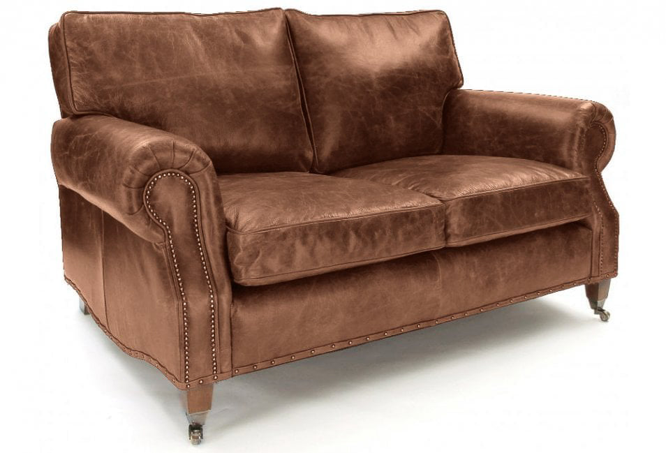 Old Boot Sofas Hepburn Small 2 Seater Sofa in Hobnail Leather Mocca