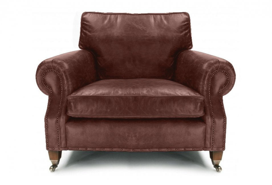 Old Boot Sofas Hepburn Love Seat in Hobnail Leather Conker