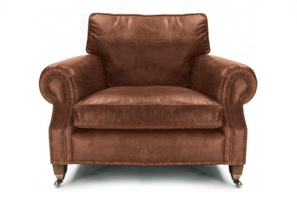 Old Boot Sofas Hepburn Love Seat in Hobnail Leather Mocca