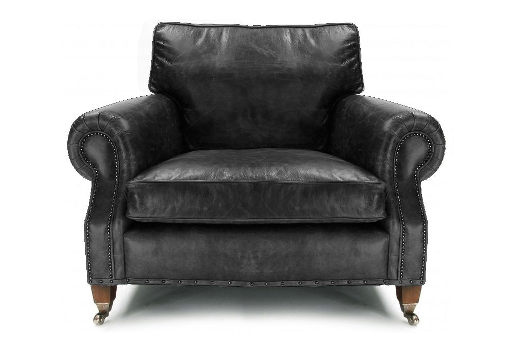 Old Boot Sofas Hepburn Love Seat in Hobnail Leather Graphite