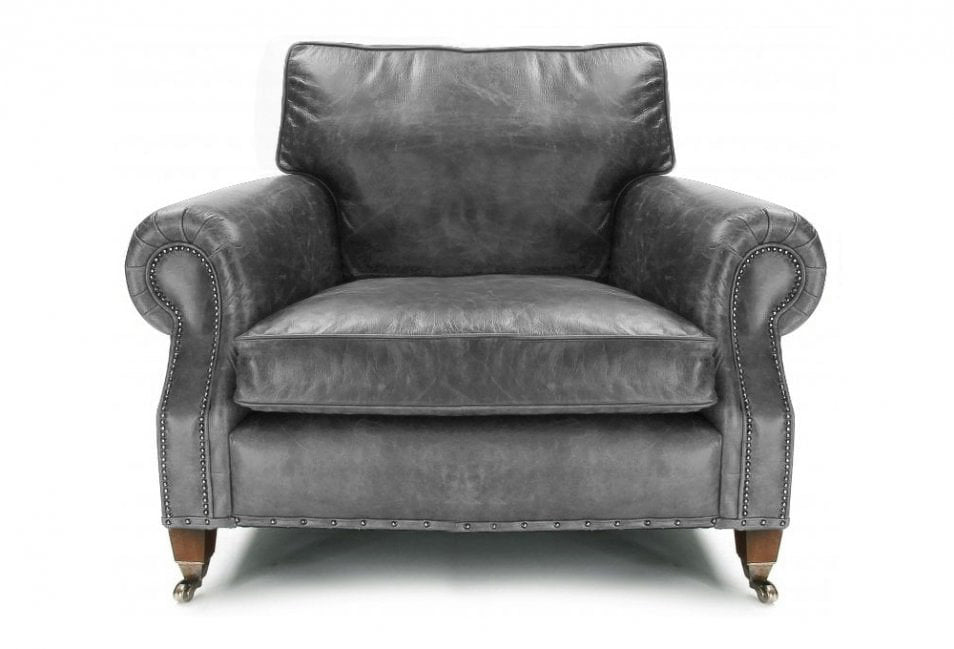Old Boot Sofas Hepburn Love Seat in Vintage Leather Slate