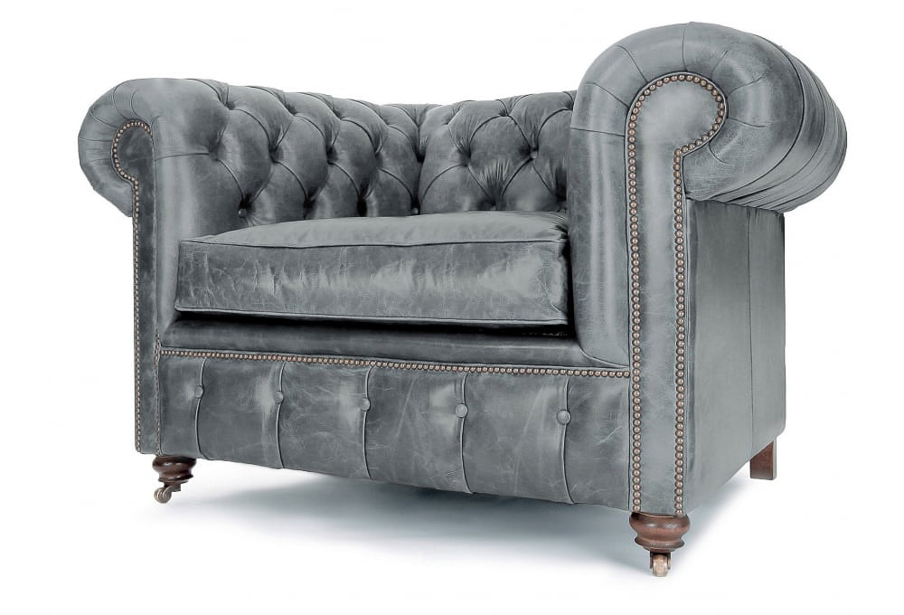 Old Boot Sofas Historian Armchair Vintage Leather Grey