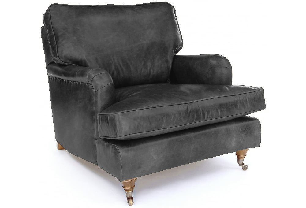 Old Boot Sofas Howard Armchair Hobnail Leather Graphite