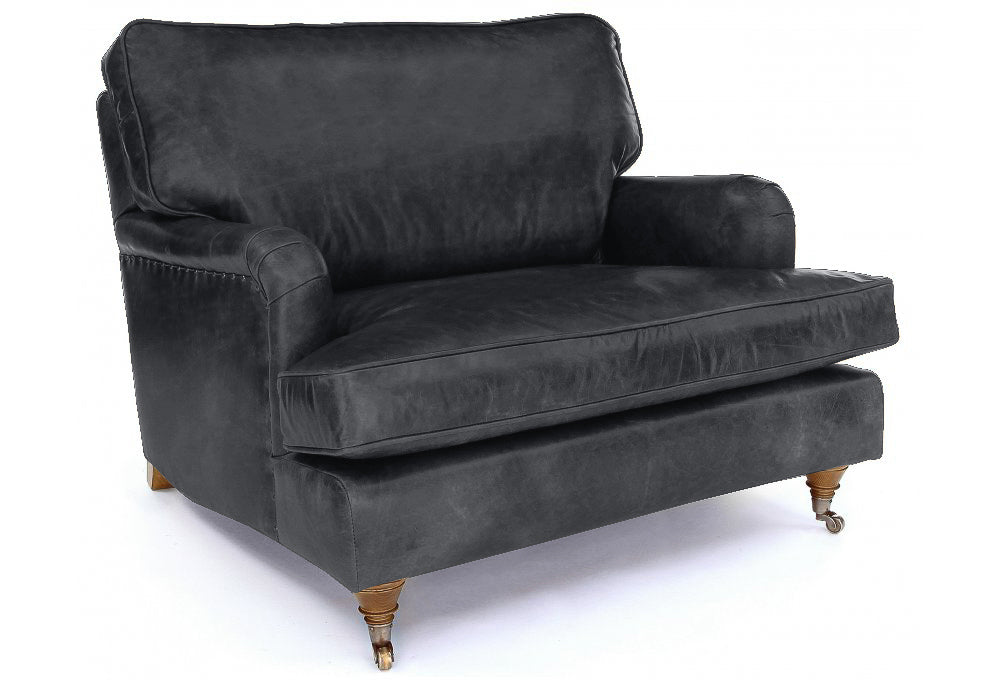 Old Boot Sofas Howard Love Seat Hobnail Leather Graphite