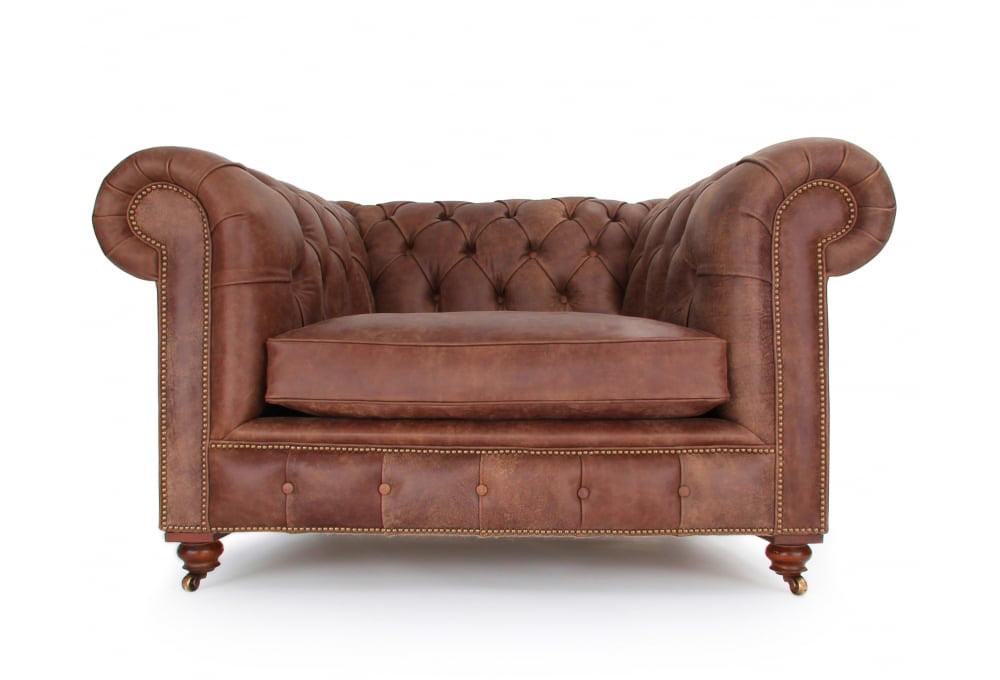 Old Boot Sofas Judge Armchair in Rustic Leather Coffee