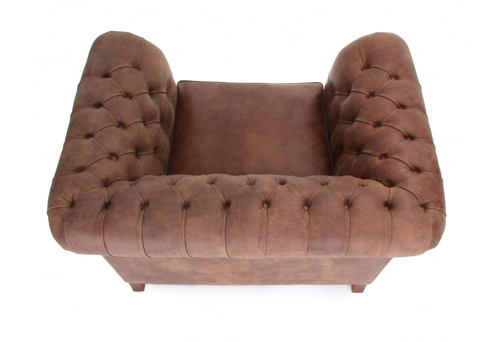 Old Boot Sofas Judge Armchair in Rustic Leather Coffee