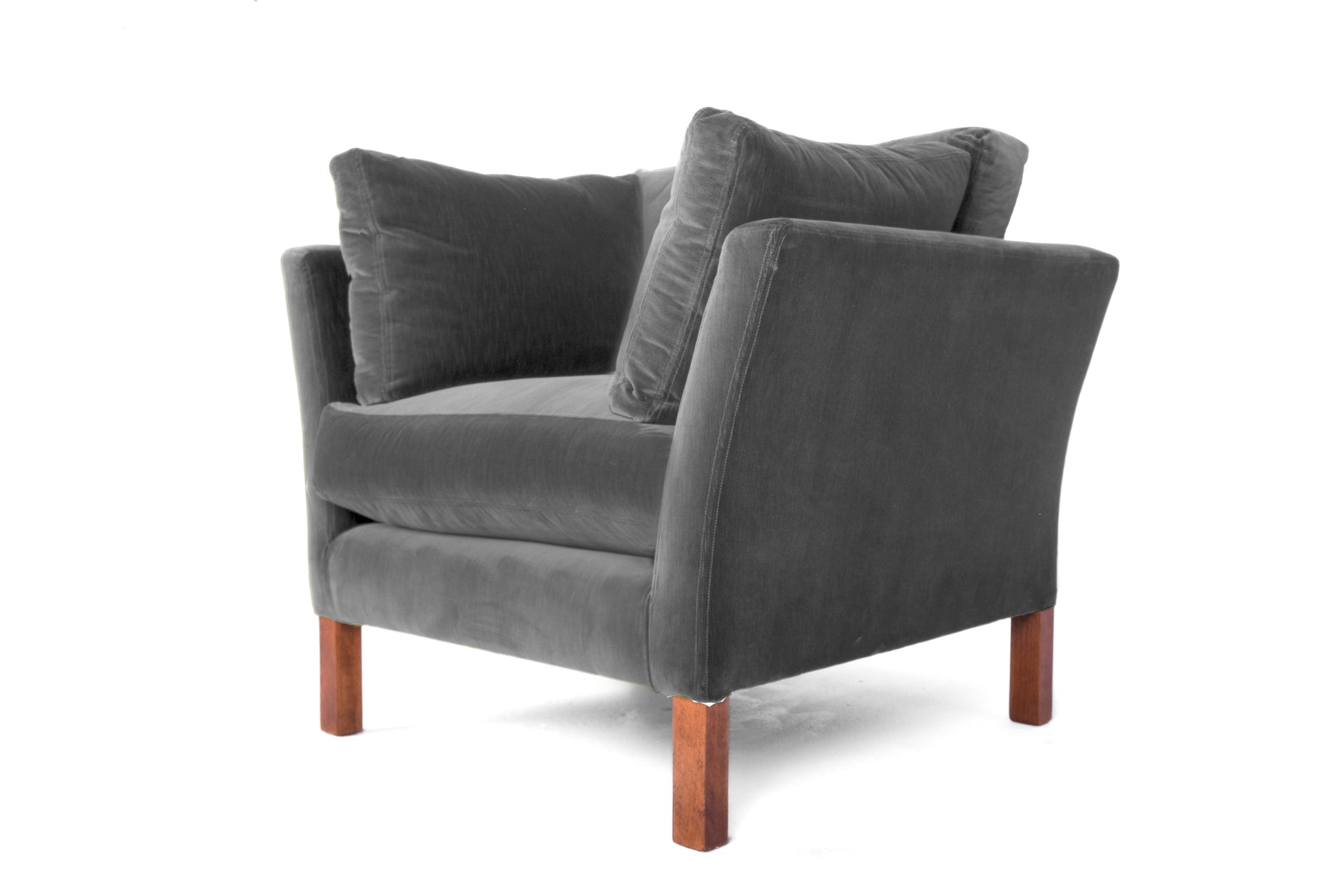 Old Boot Sofas Nutshell Armchair in Aged Velvet Ash