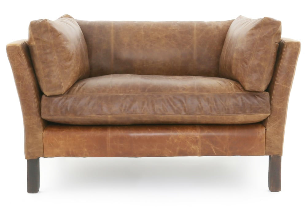 Old Boot Sofas Nutshell Love Seat in Vintage Leather Tan
