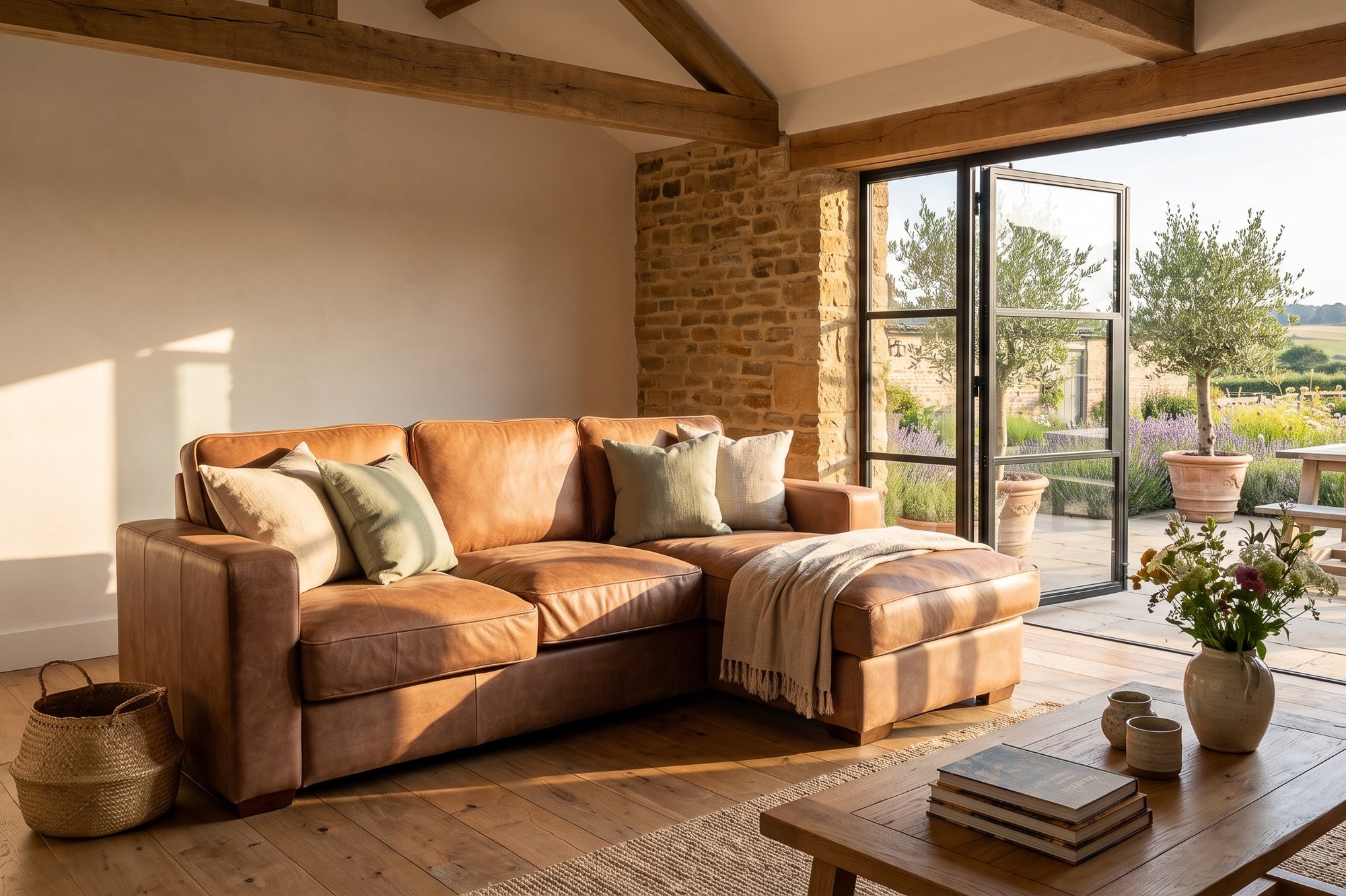 Battersea Leather Chaise Sofa