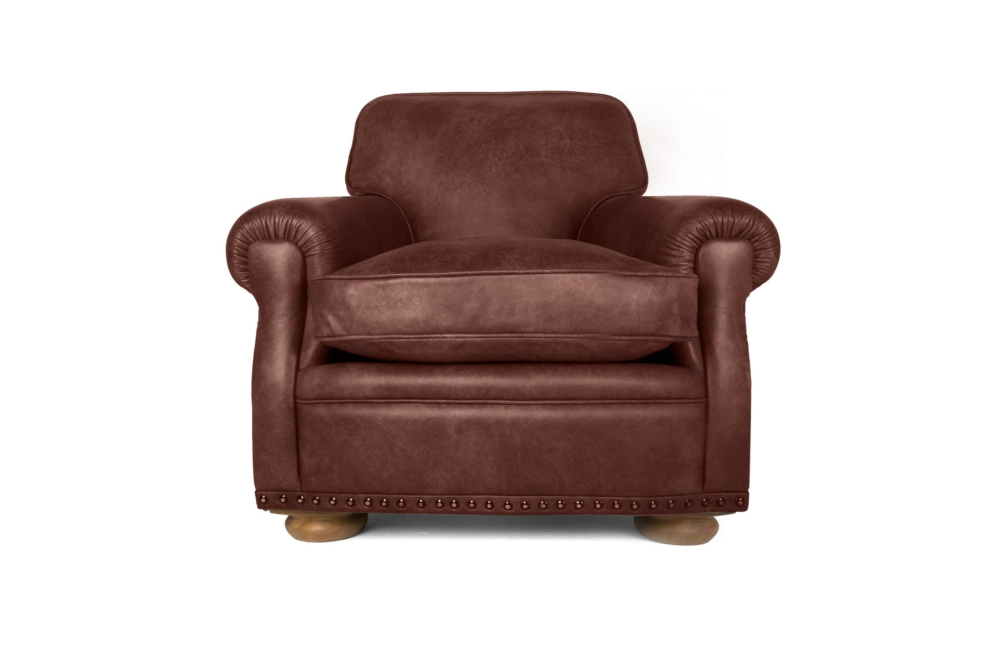Old Boot Sofas Parisian Armchair Hobnail Leather Conker
