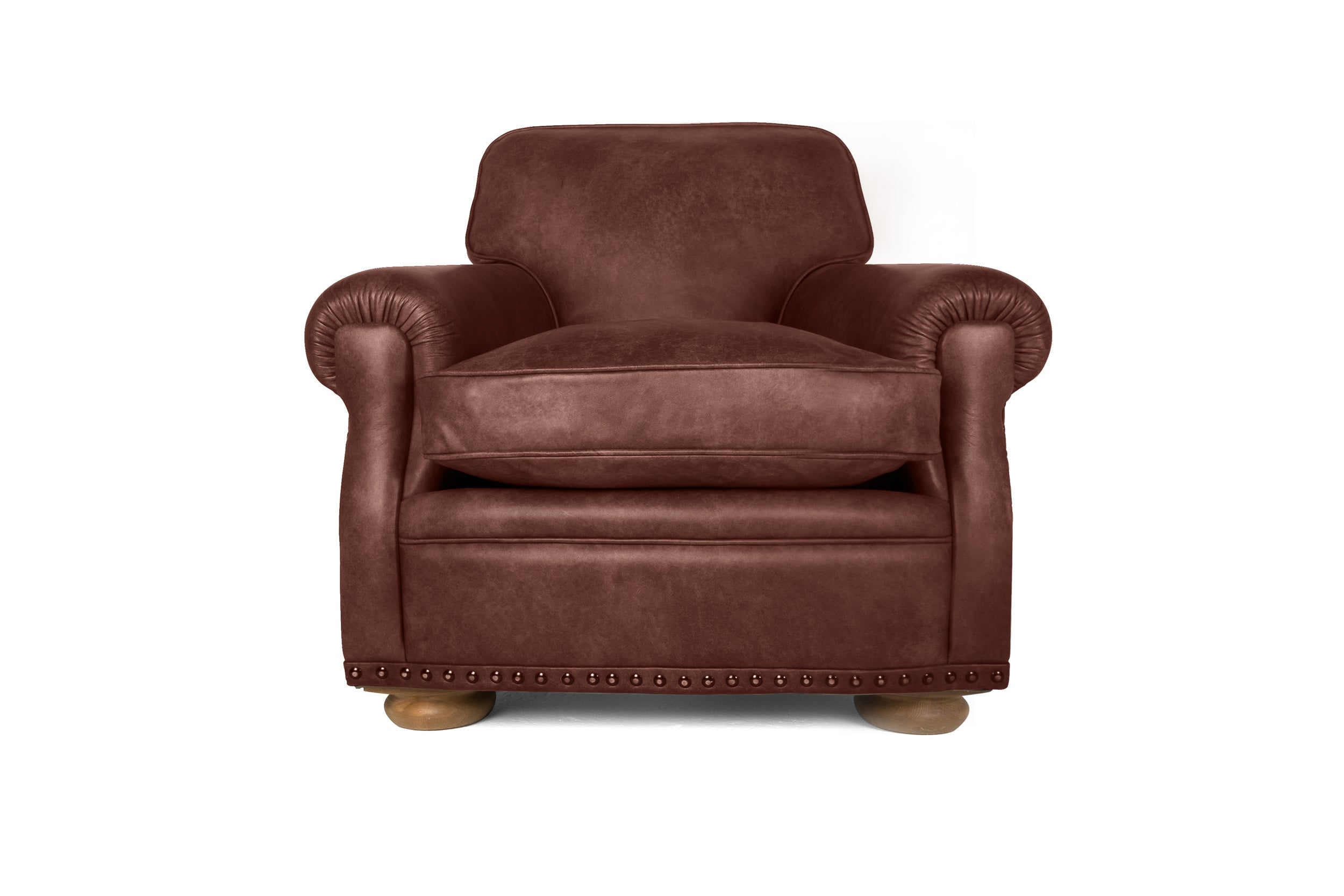 Old Boot Sofas Parisian Armchair Hobnail Leather Conker