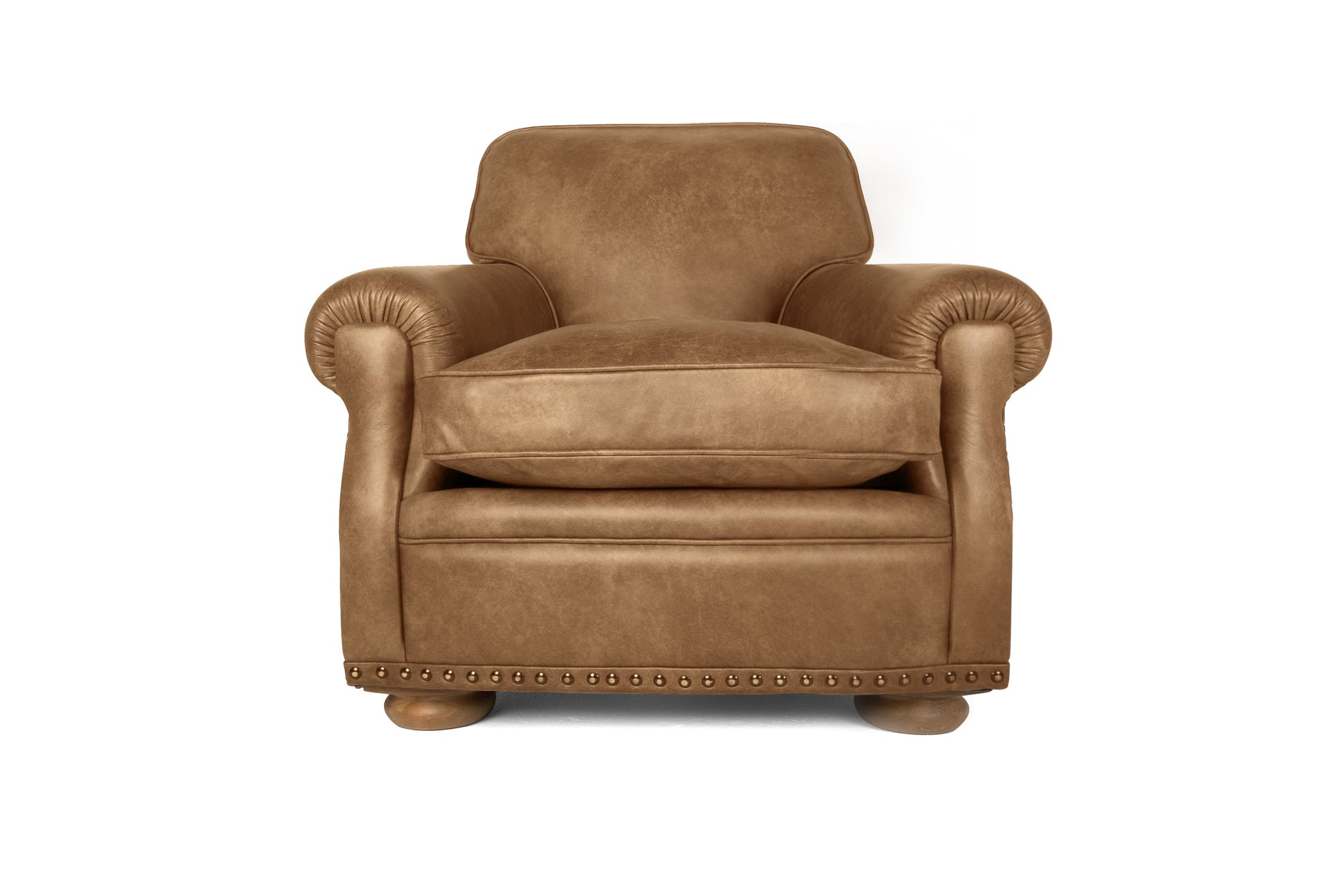 Old Boot Sofas Parisian Armchair in Hobnail Leather Lush