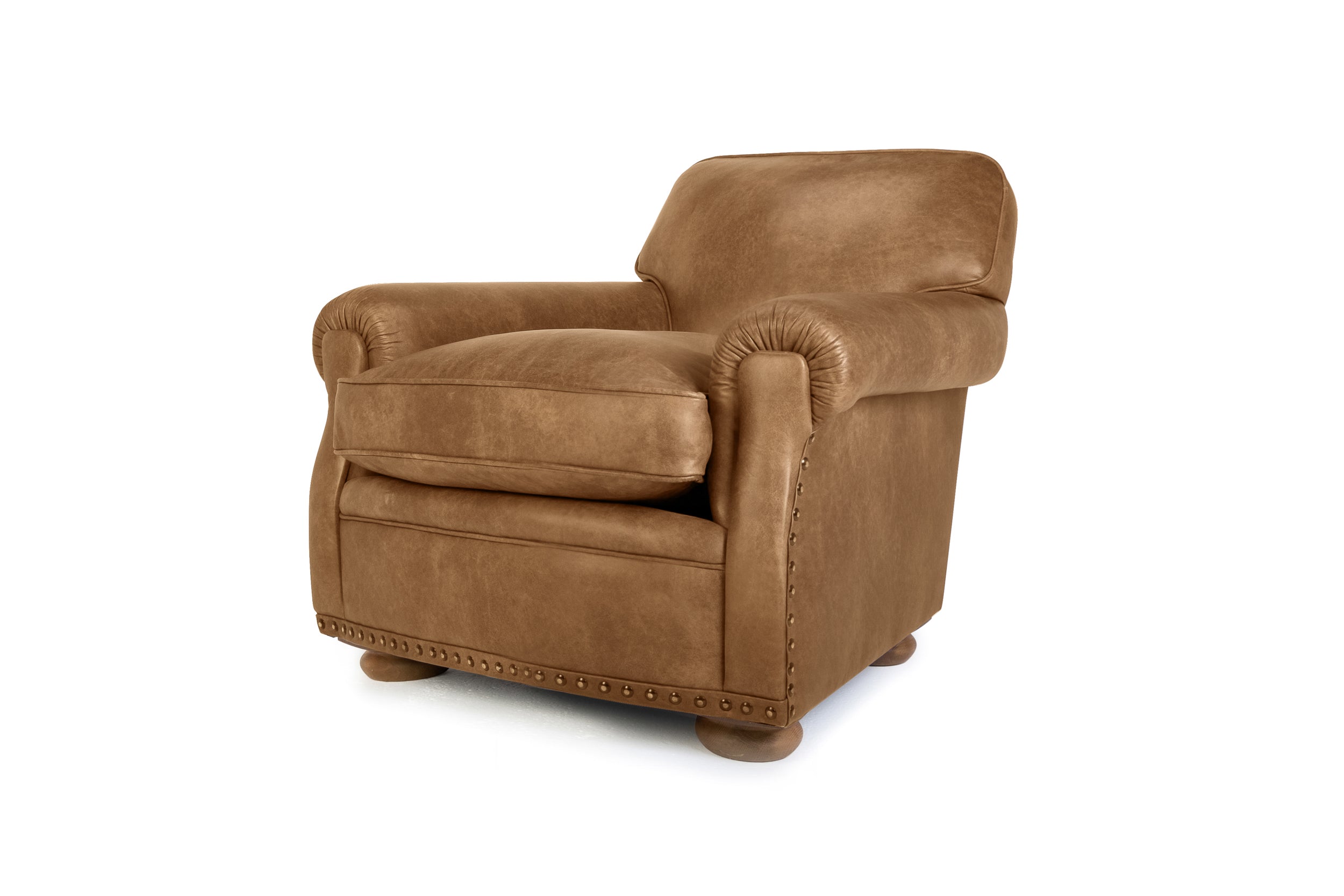 Old Boot Sofas Parisian Armchair in Hobnail Leather Lush