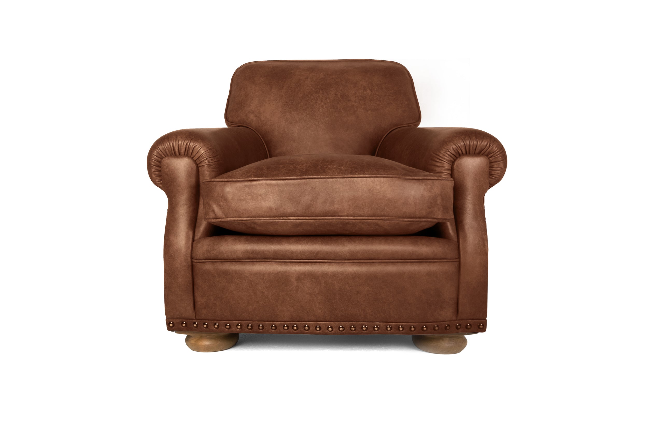 Old Boot Sofas Parisian Armchair Hobnail Leather Mocca
