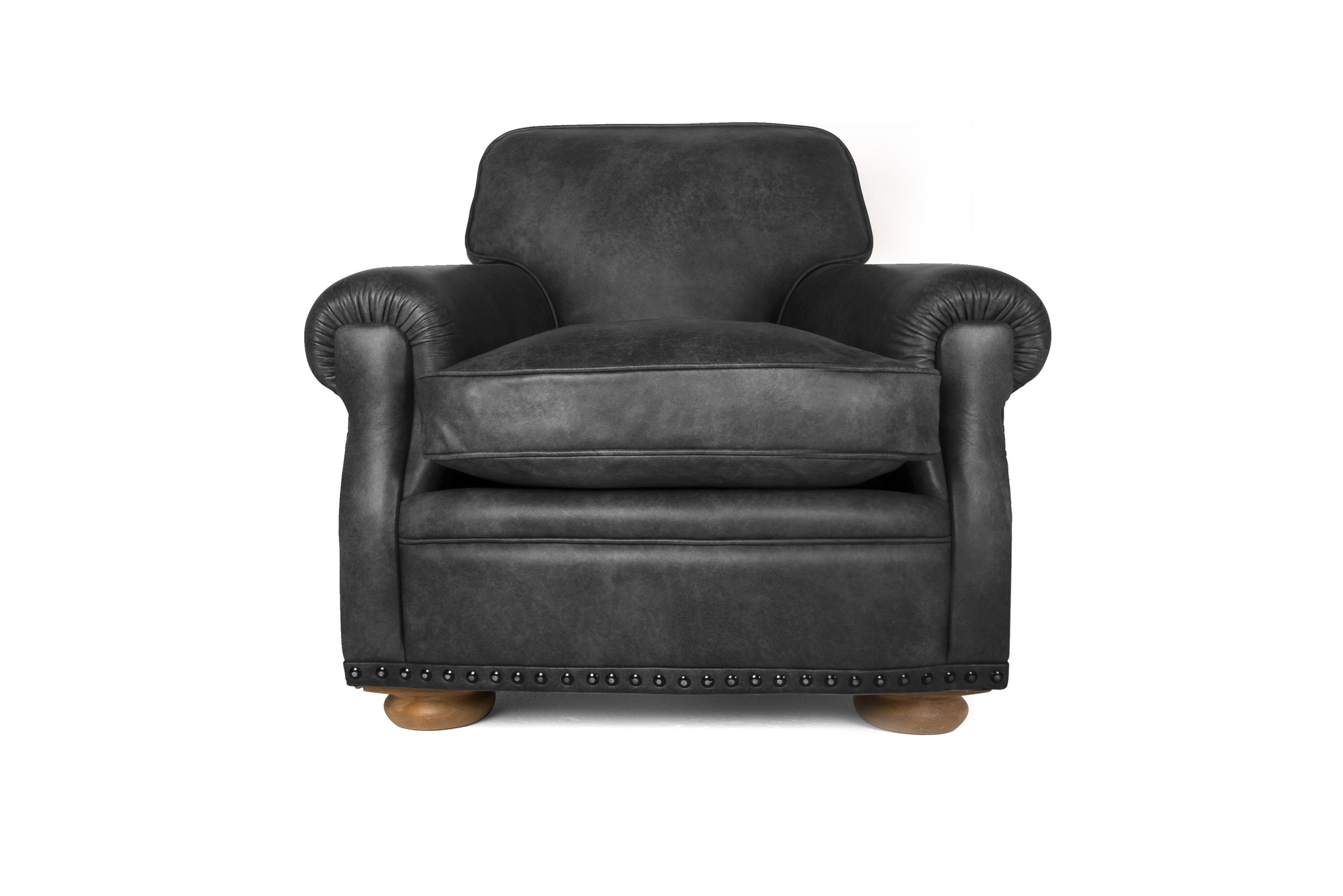 Old Boot Sofas Parisian Armchair Hobnail Leather Graphite