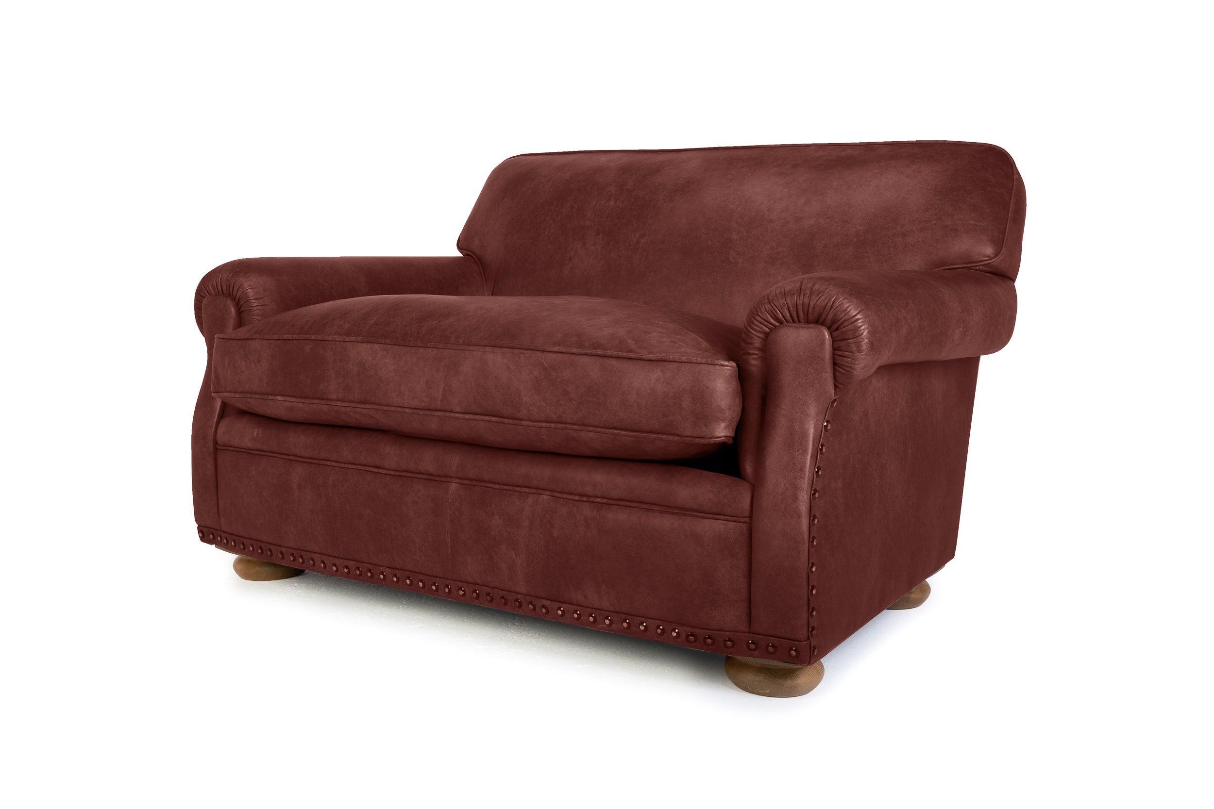 Old Boot Sofas Parisian Love Seat Hobnail Leather Conker