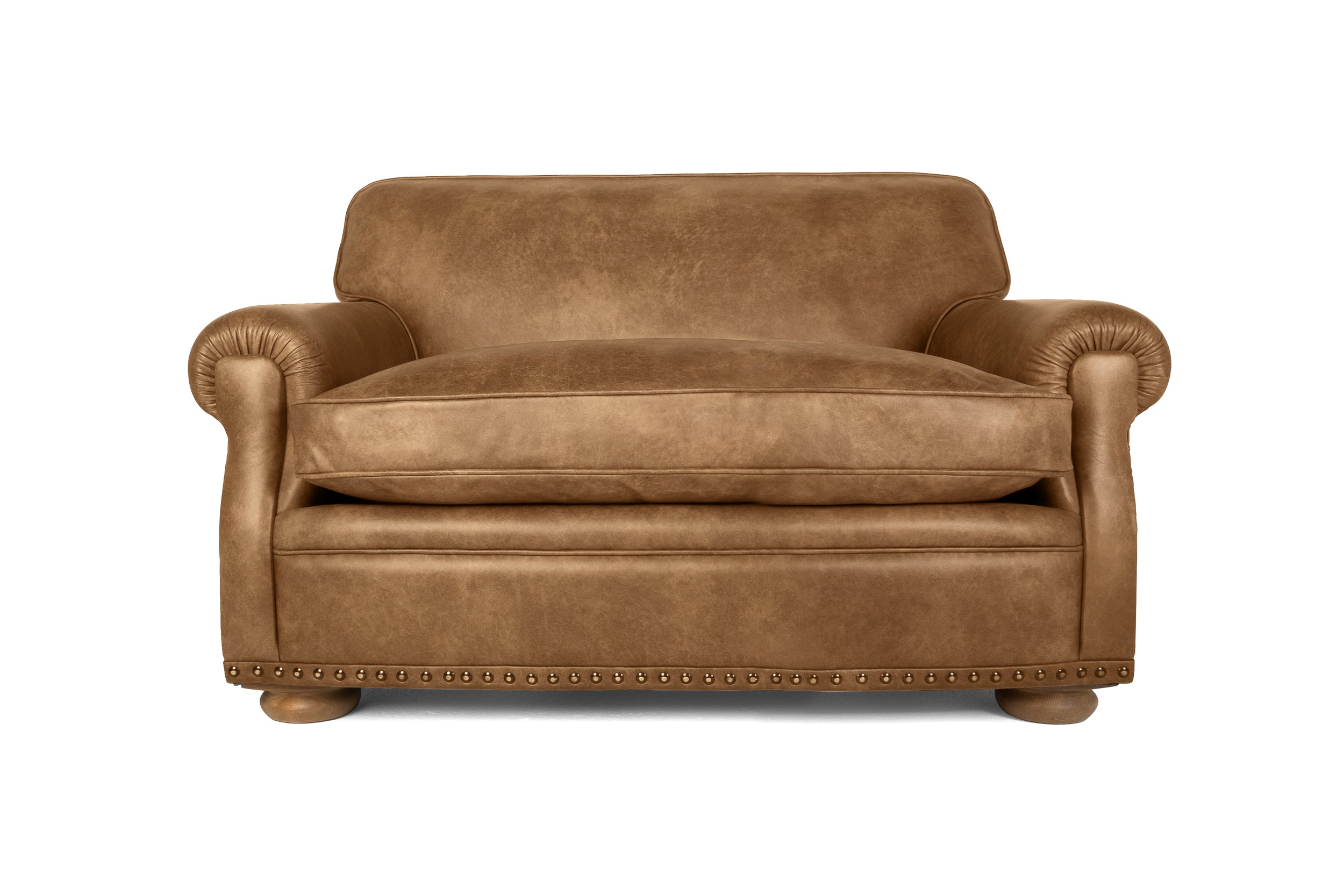 Old Boot Sofas Parisian Love Seat in Hobnail Leather Lush