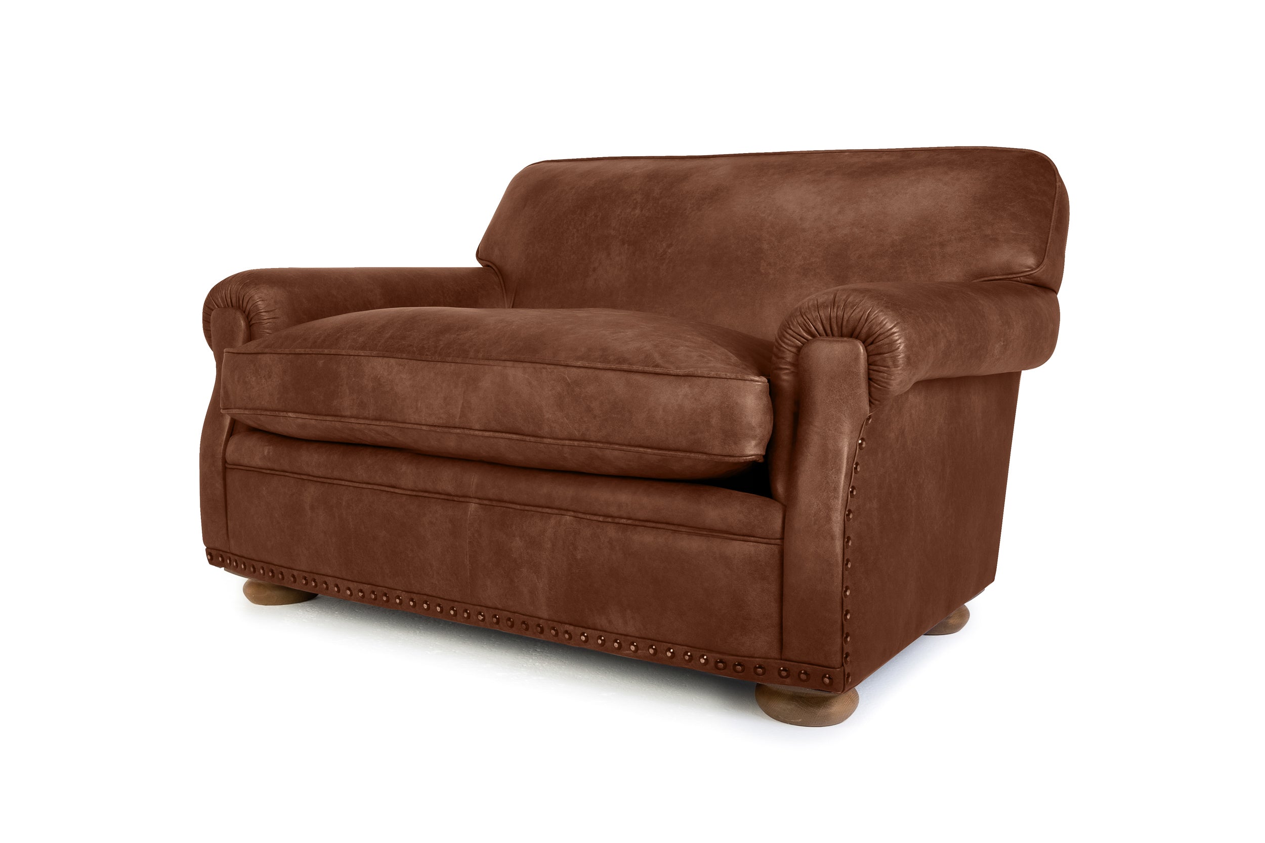 Old Boot Sofas Parisian Love Seat Hobnail Leather Mocca