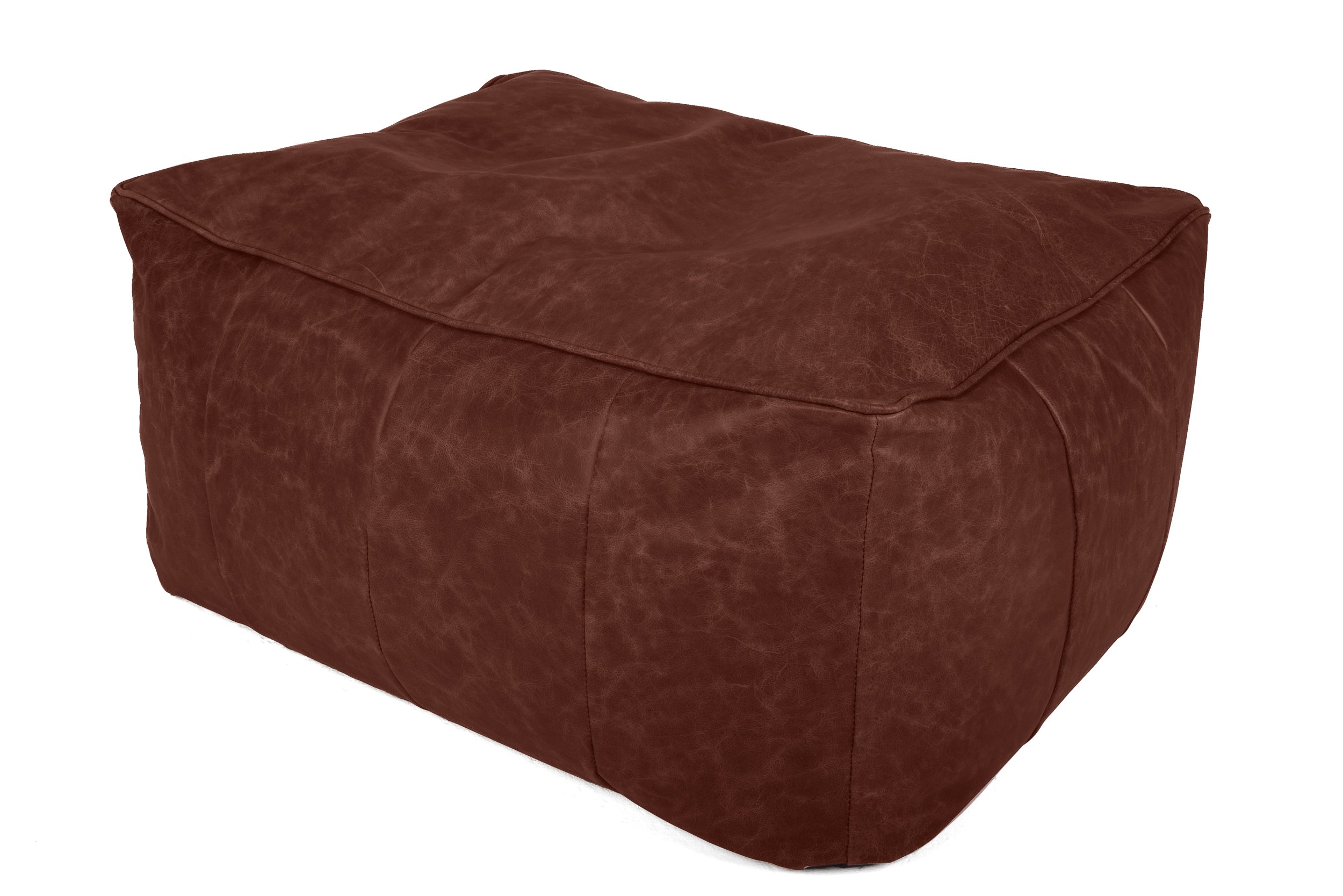 Old Boot Sofas Pod Bean Bag Grand Footstool in Hobnail Leather Conker