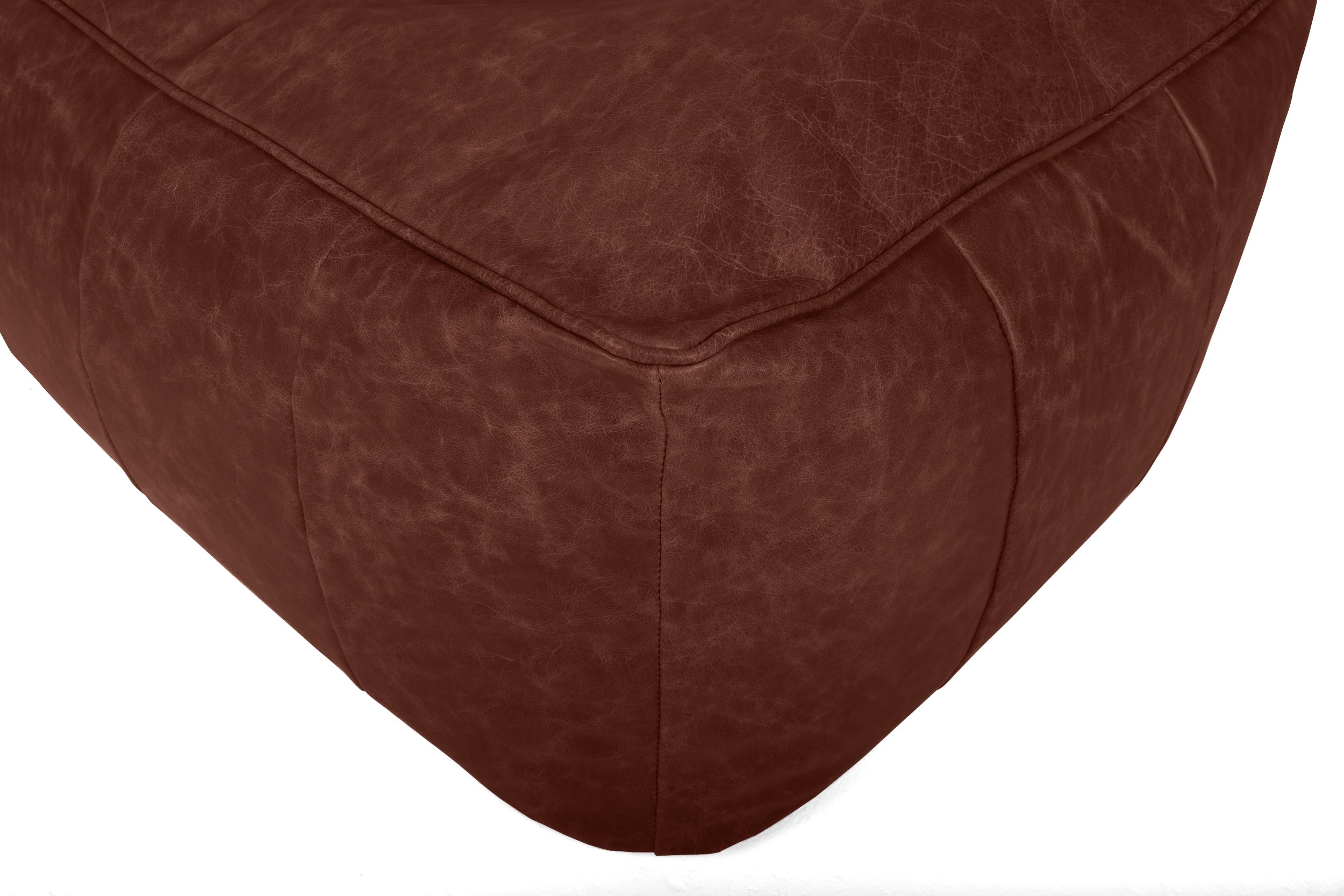 Old Boot Sofas Pod Bean Bag Grand Footstool in Hobnail Leather Conker