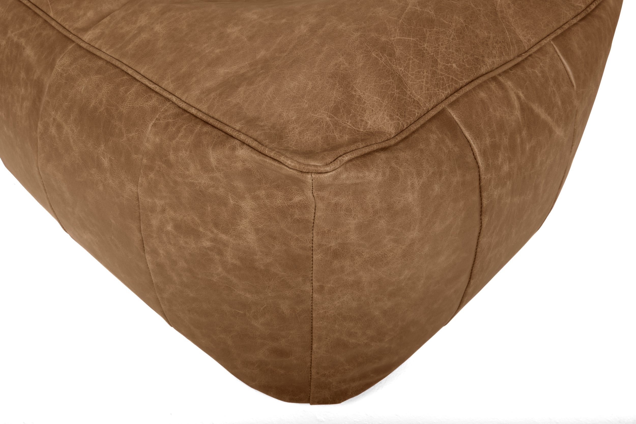 Old Boot Sofas Pod Bean Bag Grand Footstool in Hobnail Leather Lush