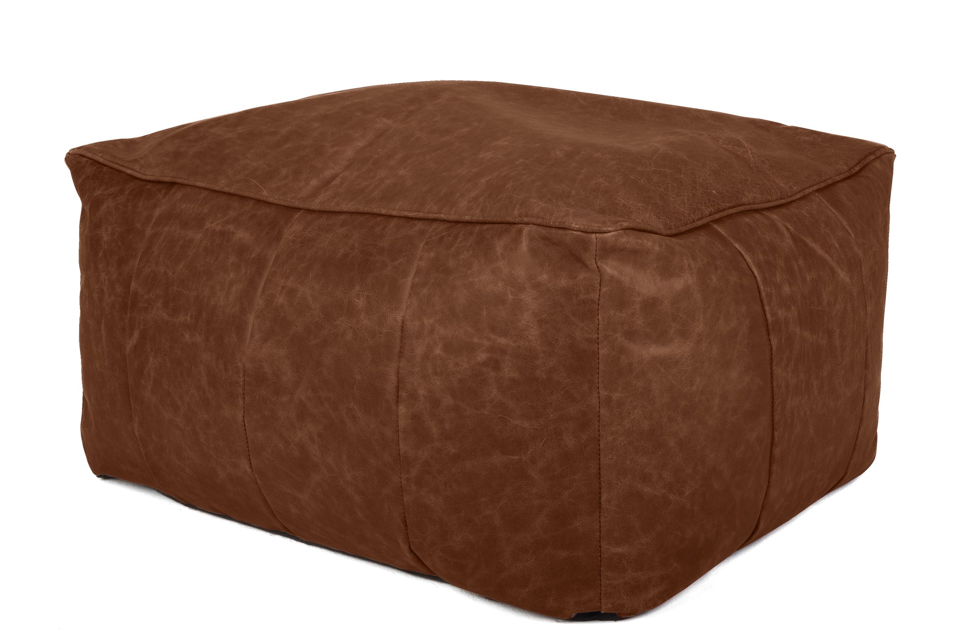Old Boot Sofas Pod Bean Bag Grand Footstool in Hobnail Leather Mocca