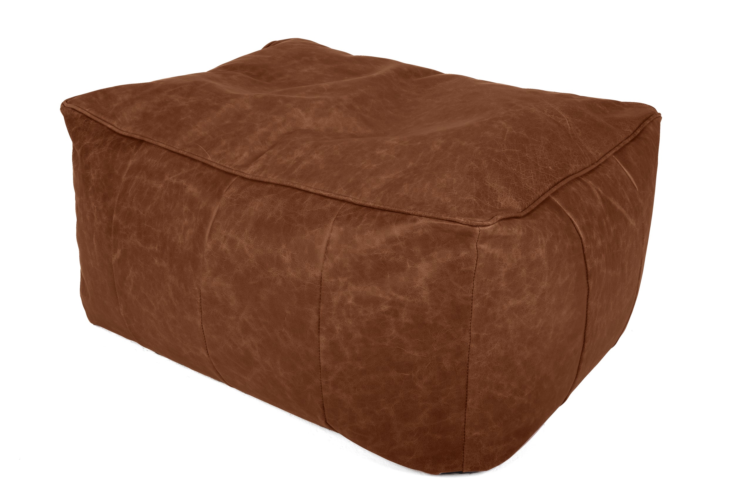 Old Boot Sofas Pod Bean Bag Grand Footstool in Hobnail Leather Mocca