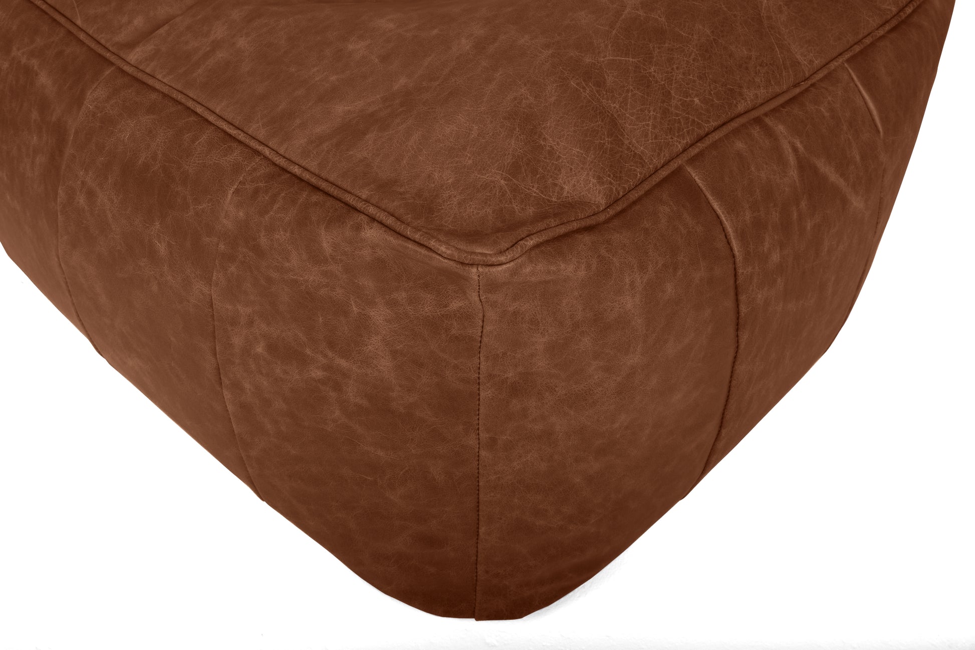 Old Boot Sofas Pod Bean Bag Grand Footstool in Hobnail Leather Mocca