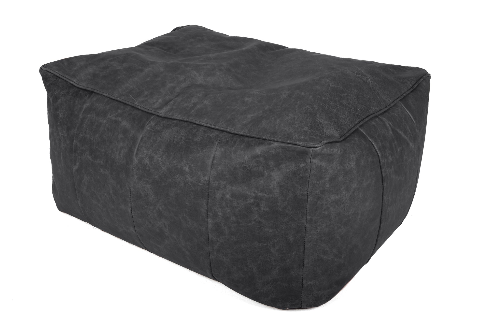 Old Boot Sofas Pod Bean Bag Grand Footstool in Hobnail Leather Graphite