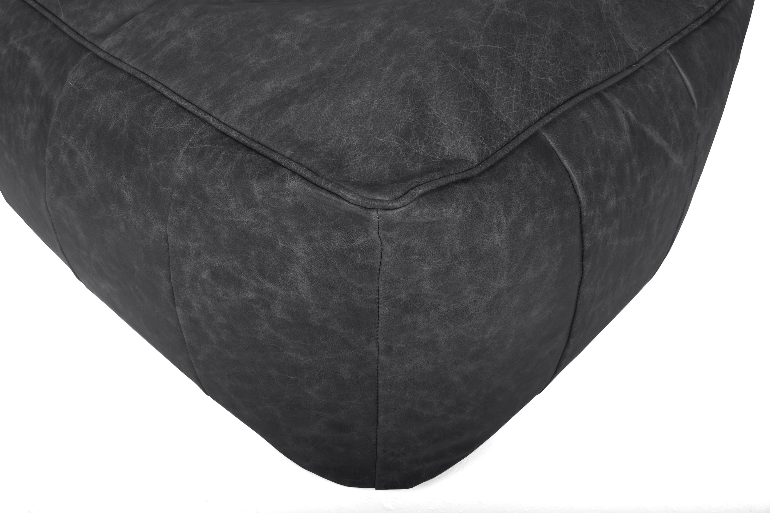 Old Boot Sofas Pod Bean Bag Grand Footstool in Hobnail Leather Graphite