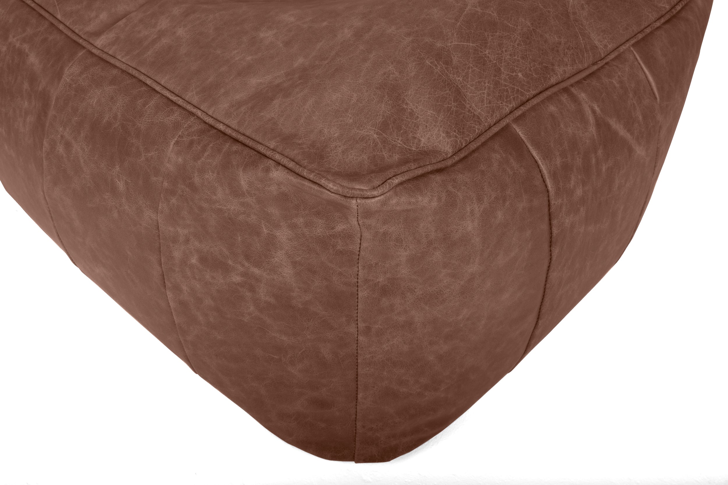 Old Boot Sofas Pod Bean Bag Grand Footstool in Vintage Leather Brown