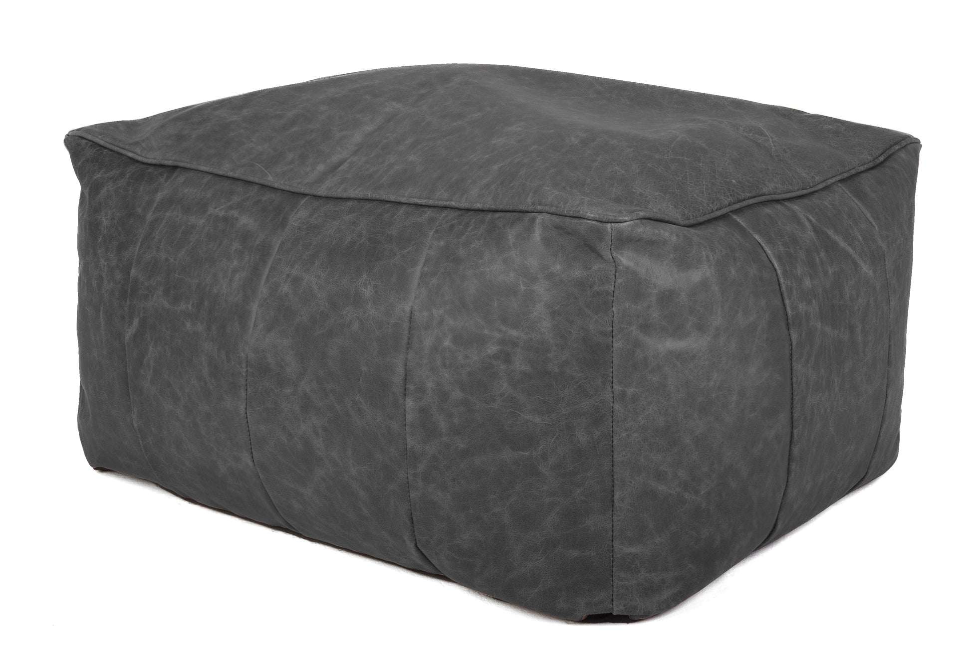 Old Boot Sofas Pod Bean Bag Grand Footstool in Vintage Leather Slate