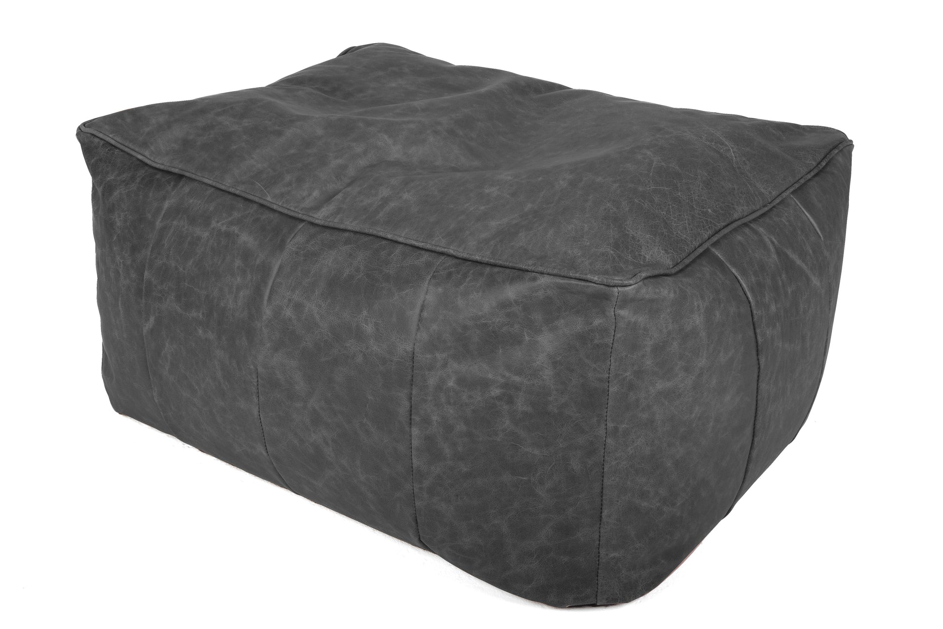 Old Boot Sofas Pod Bean Bag Grand Footstool in Vintage Leather Slate
