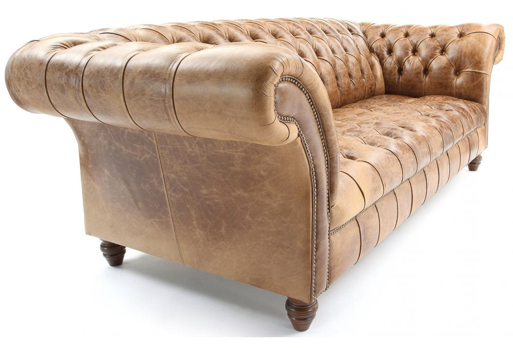 Old Boot Sofas Professor 3 Seater Sofa in Vintage Leather Tan