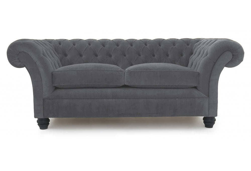 Old Boot Sofas Scholar 3 Seater Sofa in Aged Velvet Ash